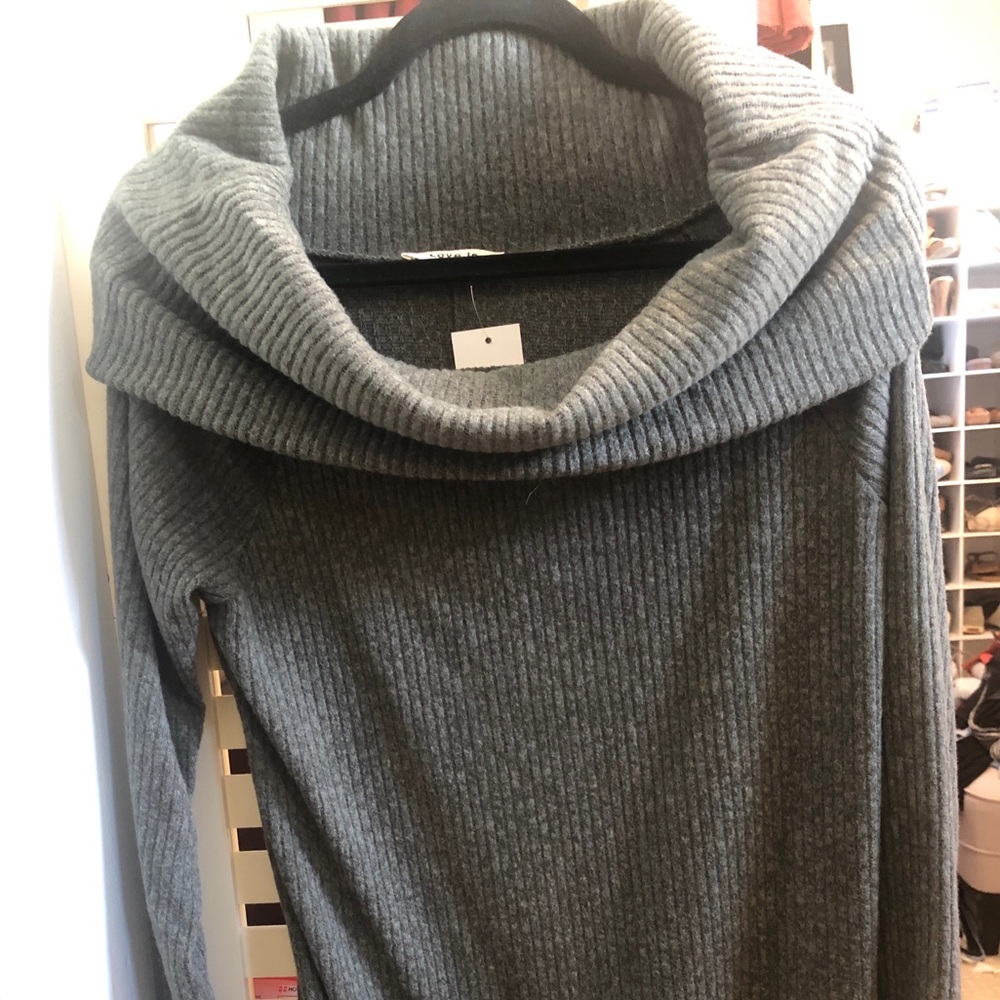 Sweater with oversized off the shoulder collar